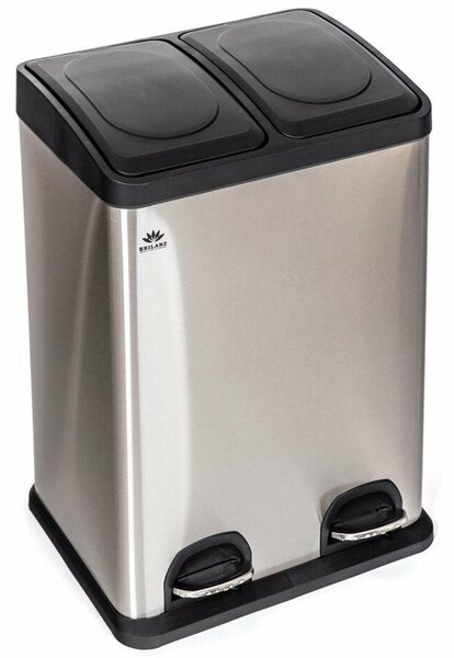 Coș sortare deșeuri Brilanz Savery, 2 x 20 l, inox, 40 l