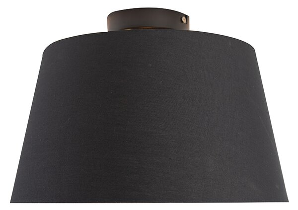 Plafoniera cu abajur din bumbac negru cu auriu 32 cm - Combi Black