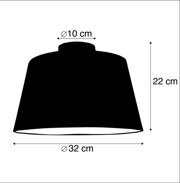 Plafoniera cu abajur din bumbac negru cu auriu 32 cm - Combi Black