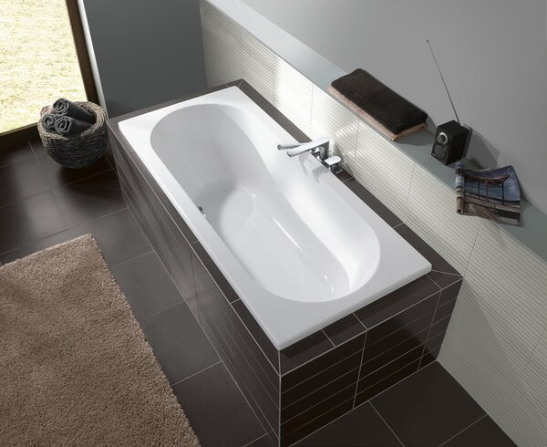 Cada dreptunghiulara, Villeroy & Boch, O.NOVO, 180 x 80 cm, alb alpin