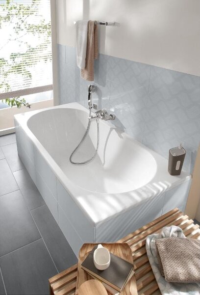 Cada dreptunghiulara, Villeroy & Boch, O.NOVO, 180 x 80 cm, alb alpin