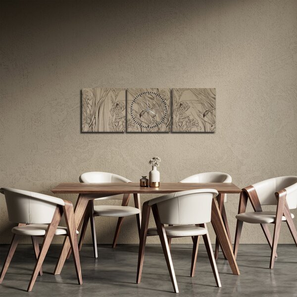 Tablou - Contururile plantelor (cu ceas) (90x30 cm)