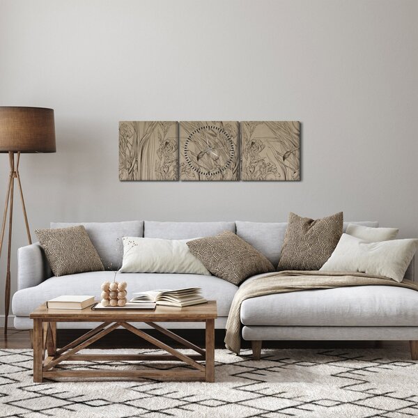 Tablou - Contururile plantelor (cu ceas) (90x30 cm)