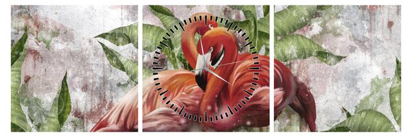 Tablou - Flamingo (cu ceas) (90x30 cm)