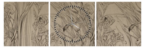 Tablou - Contururile plantelor (cu ceas) (90x30 cm)