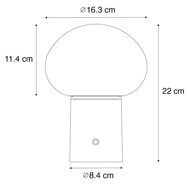 Set de 2 lămpi de masă LED reîncărcabile ciupercă negru - Louise