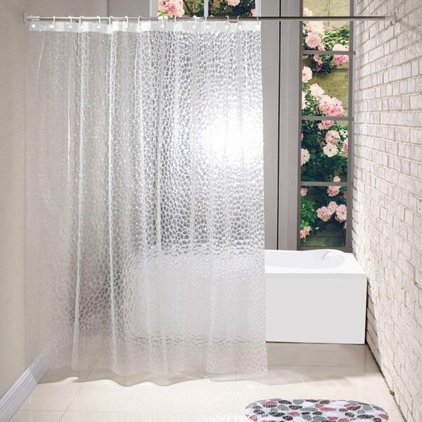 Perdea de dus, efect 3D, 12 carlige prindere, 180 x 200cm, gri