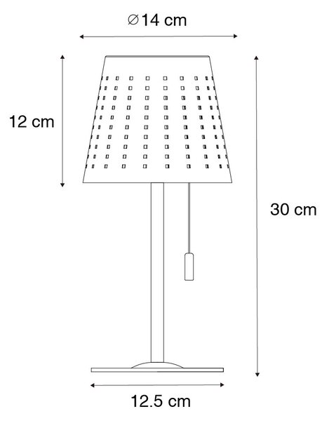 Set de 2 lămpi de masă albastre incluzând LED-uri reîncărcabile și solare cu dimmer cu 3 trepte - Ferre