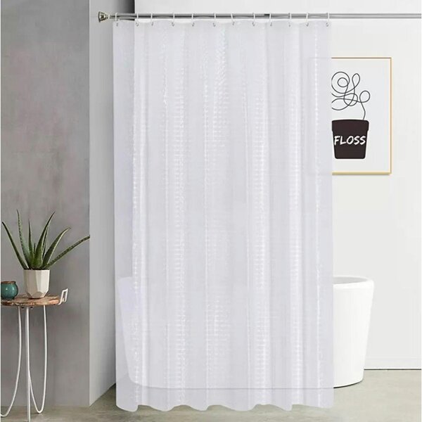 Perdea dus, model 3D, 12 carlige incluse, 180 x 180cm, alb