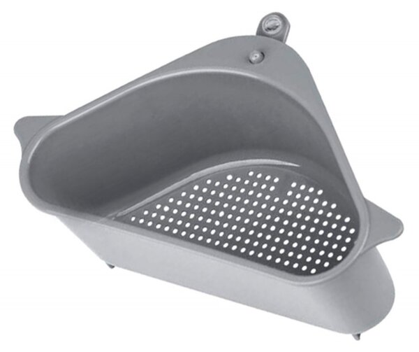 Organizator de colt pentru chiuveta, ventuza montare, plastic, 9 x 14 x 21 cm, gri