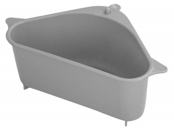 Organizator de colt pentru chiuveta, ventuza montare, plastic, 9 x 14 x 21 cm, gri