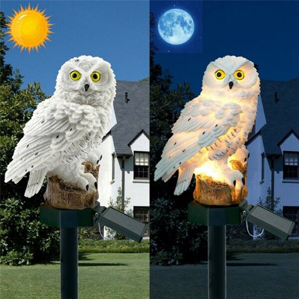 Lampa solara LED bufnita exterior, rezistenta interperii, IP67, 40mAh, 0,2 W, 1,2V, 43 x 15cm, maro