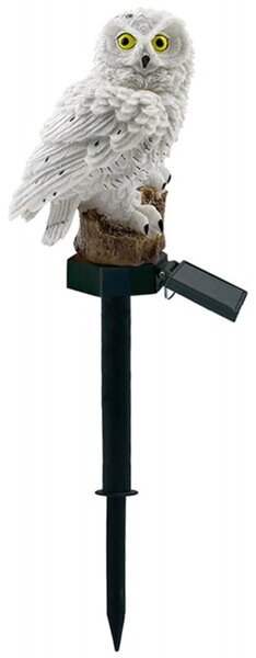 Lampa solara de exterior, figurina bufnita alba, IP67, 40mAh, 0,2 W, 1,2V, 43 x 15cm