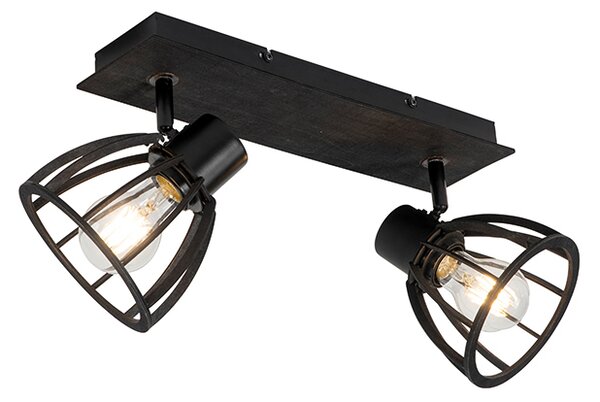 Plafoniera industriala neagra cu 2 lumini - Fotu
