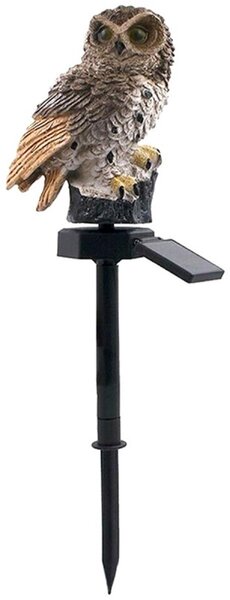 Lampa solara LED bufnita exterior, rezistenta interperii, IP67, 40mAh, 0,2 W, 1,2V, 43 x 15cm, maro