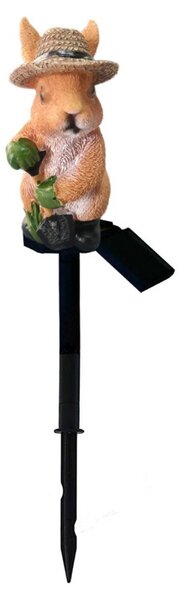 Lampa solara LED de exterior, 2W, figurina iepure, IP67, 400mAh, 1,2V, 43 cm, maro