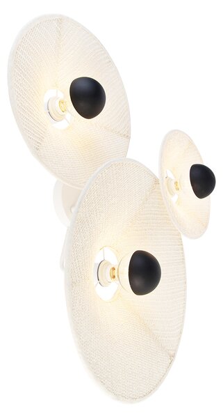 Aplic de design alb cu material textil 3 lumini - Jane