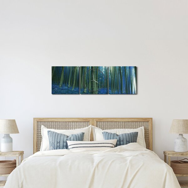 Tablou - Pădure albastră (cu ceas) (90x30 cm)