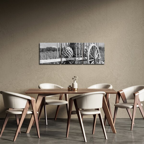 Tablou - Remorcă,alb-negru (cu ceas) (90x30 cm)