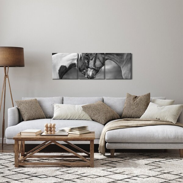 Tablou - Cai îndrăgostiți,alb-negru (cu ceas) (90x30 cm)