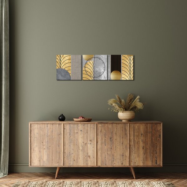 Tablou - Decorațiuni de aur (cu ceas) (90x30 cm)
