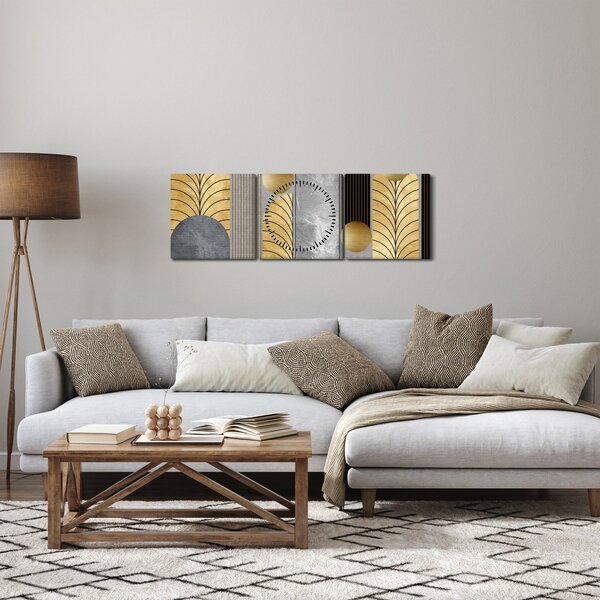 Tablou - Decorațiuni de aur (cu ceas) (90x30 cm)