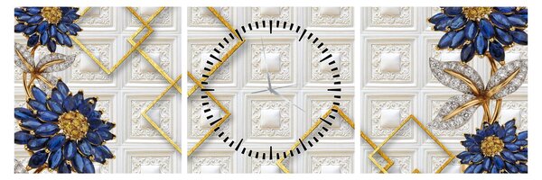 Tablou - Flori de diamant (cu ceas) (90x30 cm)