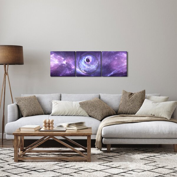 Tablou - Universul (cu ceas) (90x30 cm)