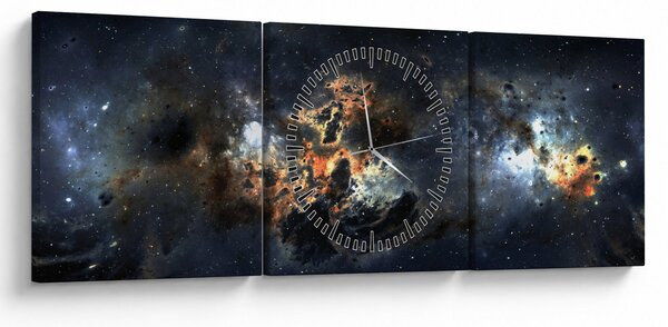 Tablou - Universul cu Nebula (cu ceas) (90x30 cm)