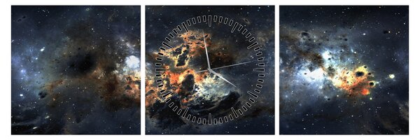 Tablou - Universul cu Nebula (cu ceas) (90x30 cm)