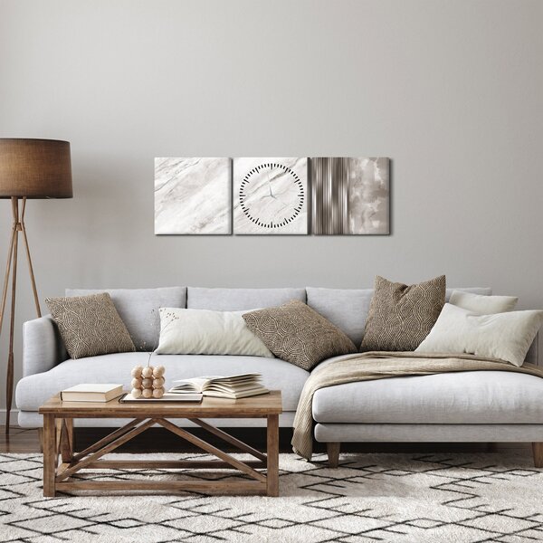 Tablou - Marmură cu linii argintii (cu ceas) (90x30 cm)