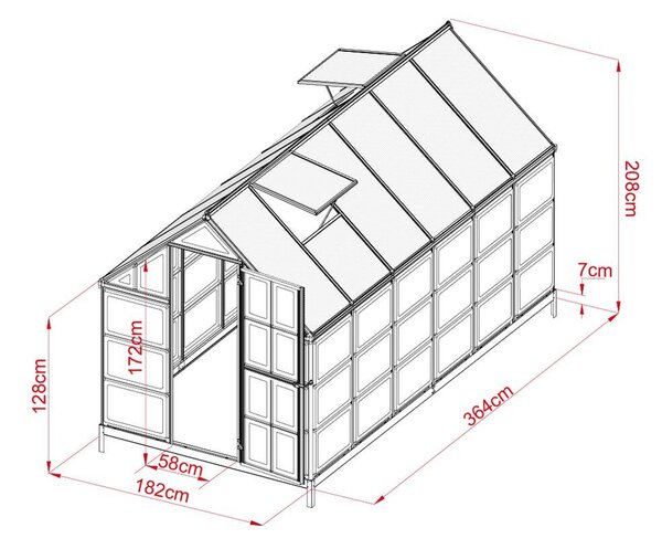 Seră din policarbonat pentru grădină CRAFTFIELD 3,64 m +cadou bază pentru seră GRATUIT
