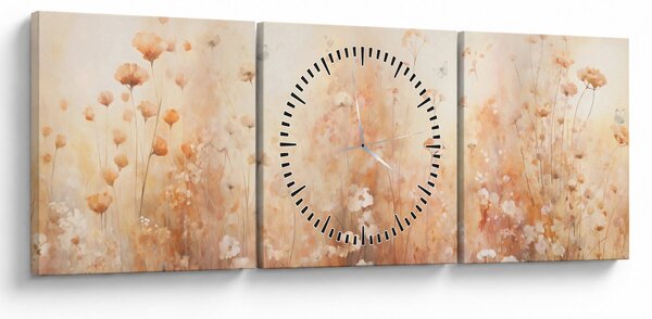 Tablou - Model de flori sălbatice (cu ceas) (90x30 cm)