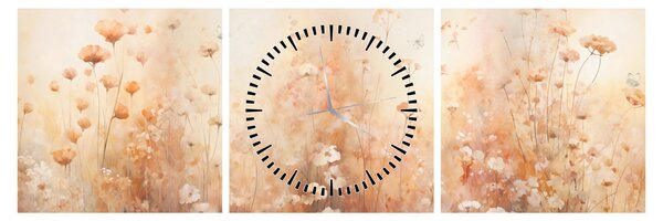 Tablou - Model de flori sălbatice (cu ceas) (90x30 cm)