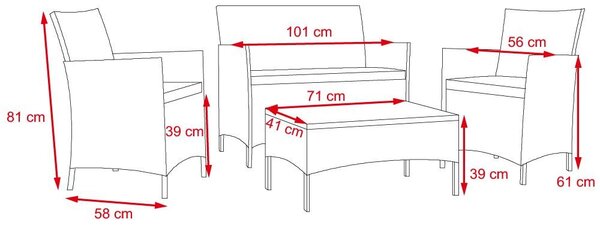 Set mobilier de grădină din 7 piese ratan AVENBERG GRANDE maro