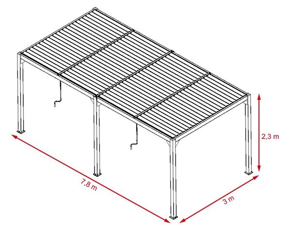 Pergolă bioclimatică din aluminiu cu lamele 7.8 x 3 M