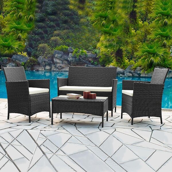 Set mobilier de grădină 7 piese ratan AVENBERG GRANDE negru
