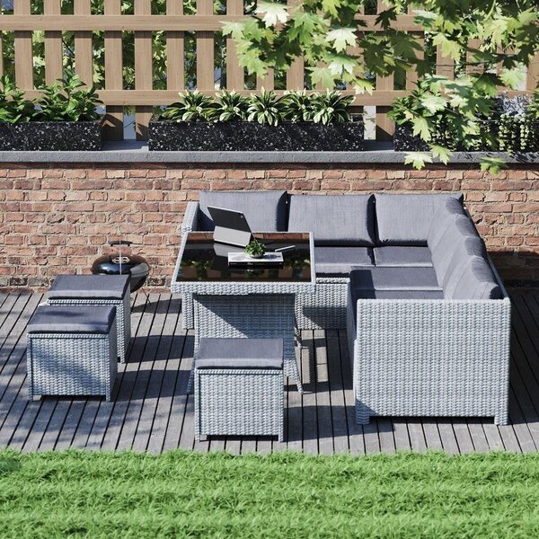 Set mobilier de grădină din ratan VERANO gri