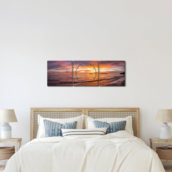 Tablou - Apus de soare (cu ceas) (90x30 cm)