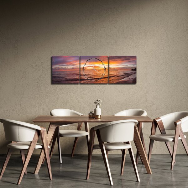 Tablou - Apus de soare (cu ceas) (90x30 cm)