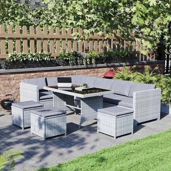 Set mobilier de grădină din ratan VERANO gri