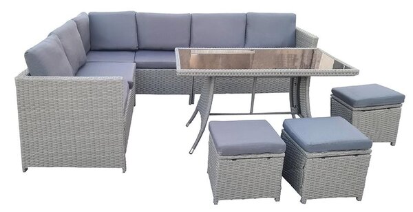 Set mobilier de grădină din ratan VERANO gri