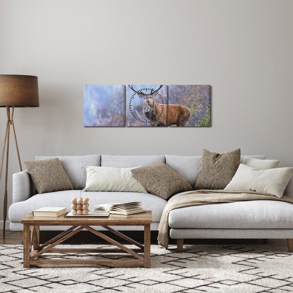 Tablou - Cerb în peisaj (cu ceas) (90x30 cm)
