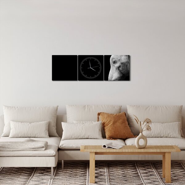 Tablou - Elefant (cu ceas) (90x30 cm)