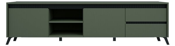 Comoda TV LOUNGE 2, verde/negru, PAL, 206x45x54 cm