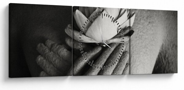 Tablou - Lotus în mâinile lui Buddha (cu ceas) (90x30 cm)