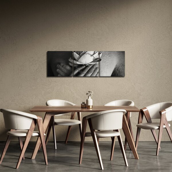 Tablou - Lotus în mâinile lui Buddha (cu ceas) (90x30 cm)