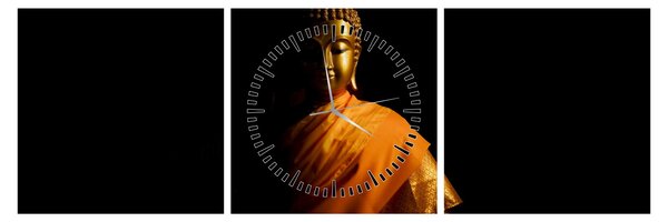 Tablou - Statuia lui Buddha de aur (cu ceas) (90x30 cm)