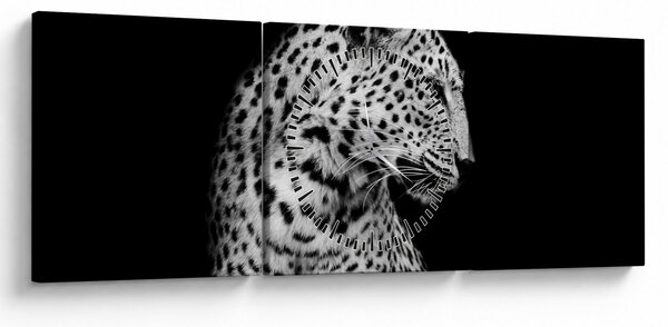 Tablou - Leopardul (cu ceas) (90x30 cm)