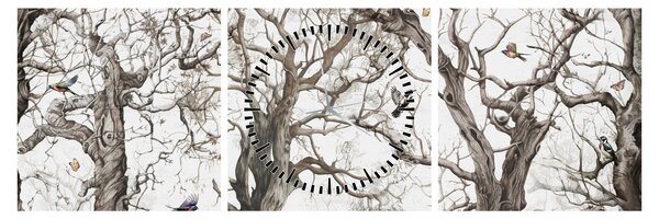 Tablou - Model de pădure, desen (cu ceas) (90x30 cm)